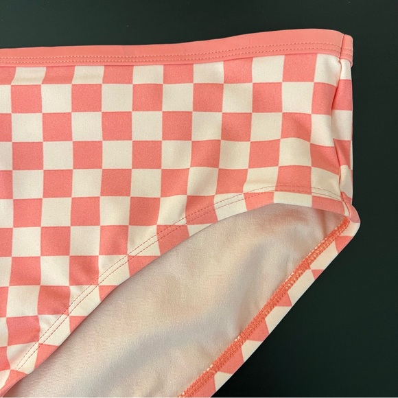 NWT Kona Sol Pink & Coral Checkered Bikinj Bottom - Picture 3 of 11
